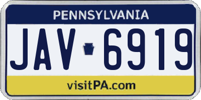 PA license plate JAV6919