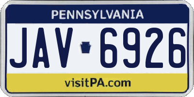 PA license plate JAV6926