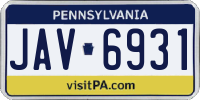 PA license plate JAV6931