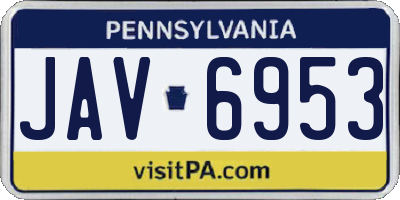 PA license plate JAV6953