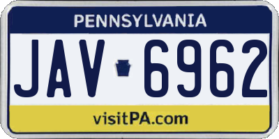 PA license plate JAV6962