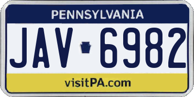 PA license plate JAV6982