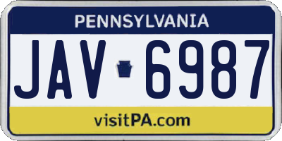 PA license plate JAV6987