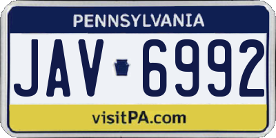 PA license plate JAV6992