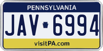 PA license plate JAV6994