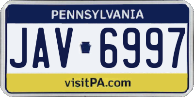 PA license plate JAV6997