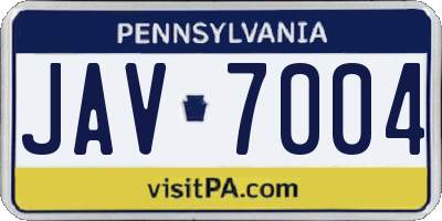 PA license plate JAV7004