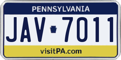 PA license plate JAV7011