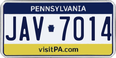 PA license plate JAV7014