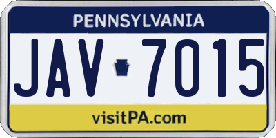 PA license plate JAV7015