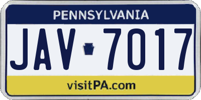 PA license plate JAV7017