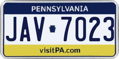 PA license plate JAV7023
