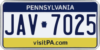 PA license plate JAV7025