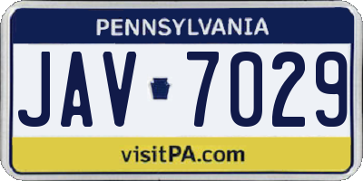 PA license plate JAV7029