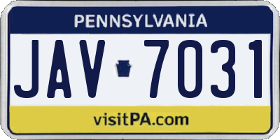 PA license plate JAV7031