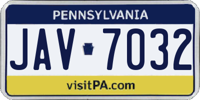 PA license plate JAV7032