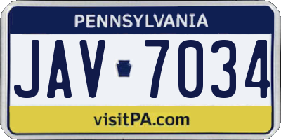 PA license plate JAV7034