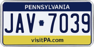 PA license plate JAV7039