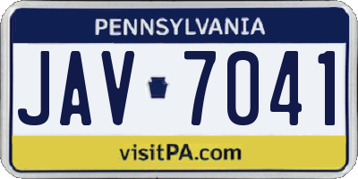 PA license plate JAV7041