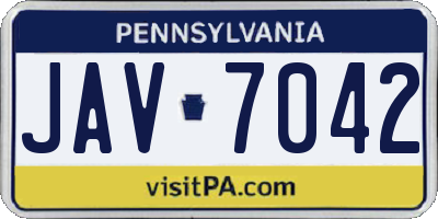 PA license plate JAV7042