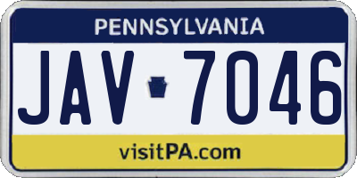 PA license plate JAV7046