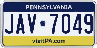 PA license plate JAV7049