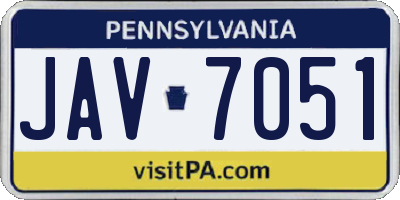PA license plate JAV7051