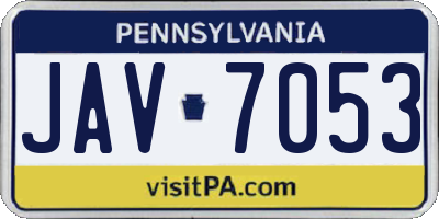 PA license plate JAV7053