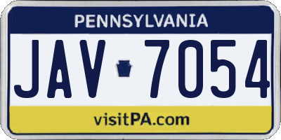 PA license plate JAV7054