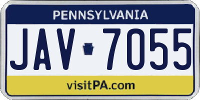 PA license plate JAV7055