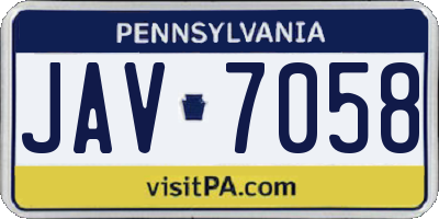 PA license plate JAV7058