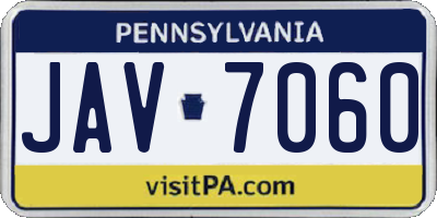 PA license plate JAV7060