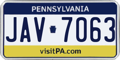 PA license plate JAV7063