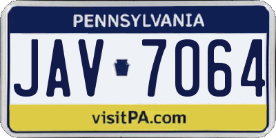 PA license plate JAV7064