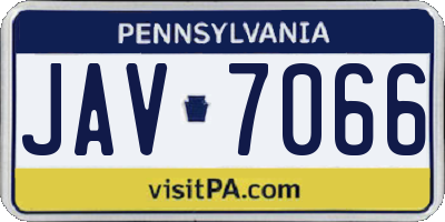 PA license plate JAV7066