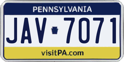 PA license plate JAV7071