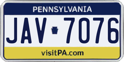 PA license plate JAV7076