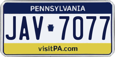 PA license plate JAV7077