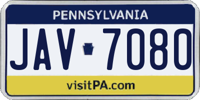 PA license plate JAV7080