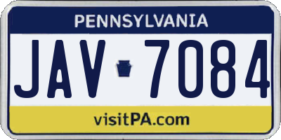 PA license plate JAV7084