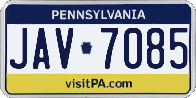 PA license plate JAV7085