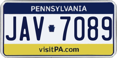 PA license plate JAV7089