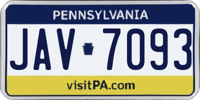 PA license plate JAV7093
