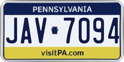 PA license plate JAV7094