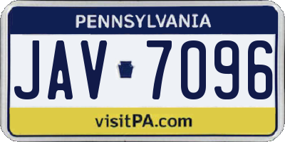 PA license plate JAV7096