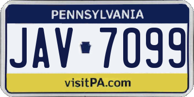 PA license plate JAV7099