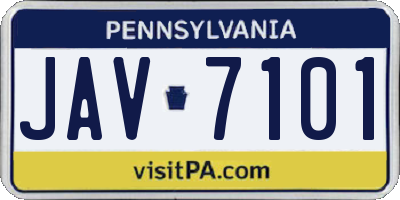 PA license plate JAV7101