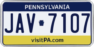 PA license plate JAV7107