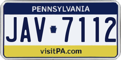 PA license plate JAV7112