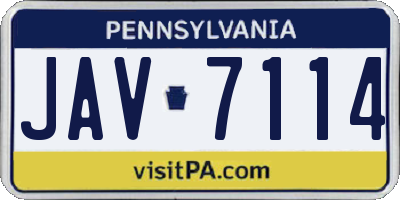 PA license plate JAV7114